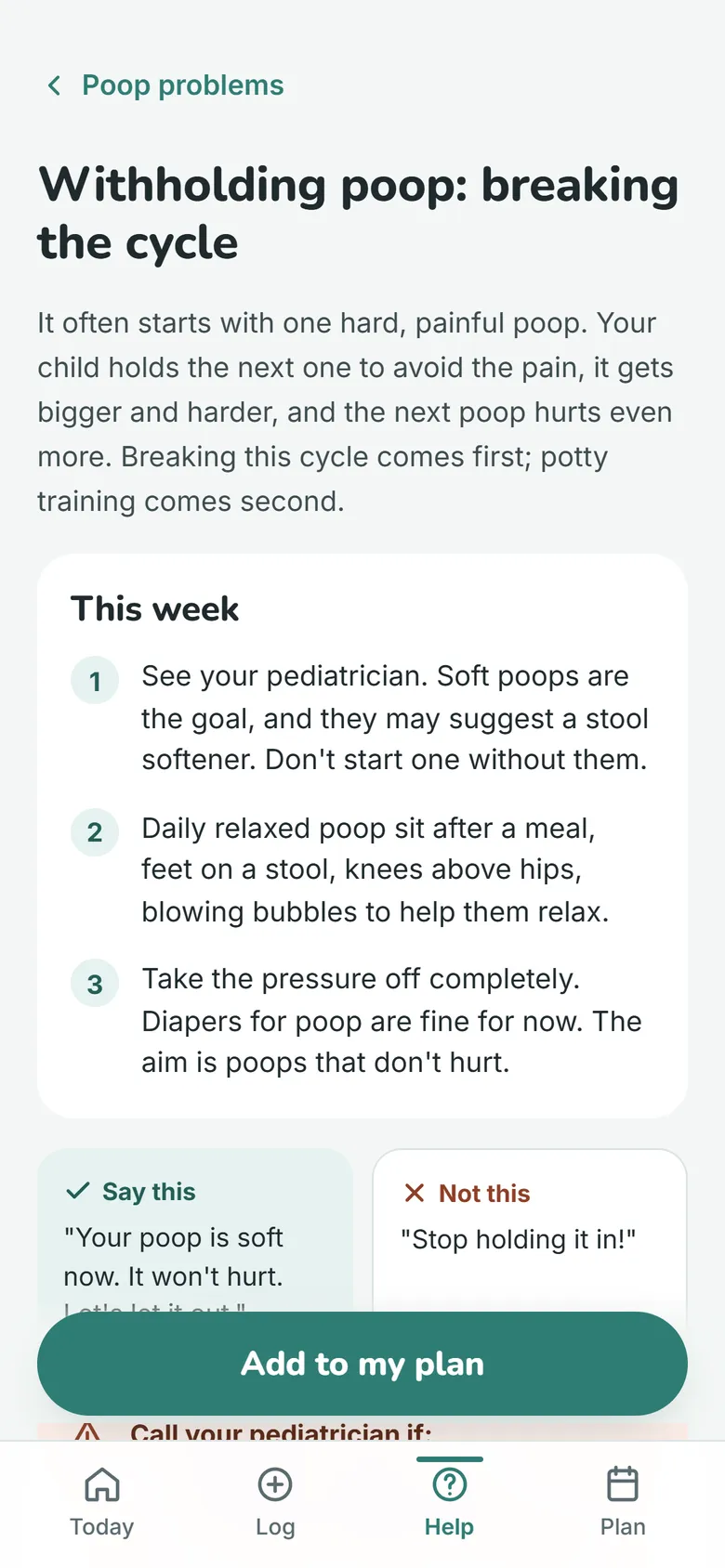A Potty Plan answer: why it happens, three steps for this week, what to say, and when to call the pediatrician.